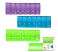 Pastillero Semanal de 7 Días, 3PCS Pastilleros Semanales Pastillero Diario Organizador Medicamentos Organizador Pastillas Pill Organizer para Suplementos Vitaminas Aceite de Pescado(Azul Morado Verde)