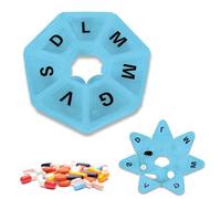 Pastillero semanal de colores en italiano con 7 compartimentos 7 días para tarjetas diarias organizador medicinales pastilleros medicinales transparente satinado (AZZURRO)