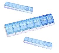 Pastillero semanal francés de 7 días | Pastillero de bolsillo de gran capacidad | Almacenamiento de medicamentos para cada día de la semana | Caja de pastilla portátil ideal para viajes | Sin BPA