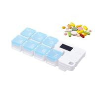 Pastillero Semanal - Organizador Inteligente 17,2x7,3x2,5cm, 4 Alarmas tipo Pantalla Grande y Alertas Fuertes | Almacenamiento Antihumedad hacia Suplementos; Estuche Medicinas Portátil de Viaje