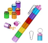 Pastillero Semanal, Pastillero Diario Pequeño Viaje con 7 Compartimentos Pastillero de Bolsillo Metalico Pill Box Impermeabilización y Sellado Proteger Comprimidos para Tabletas, Píldoras y Cápsulas