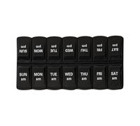Pastillero semanal portátil - Caja de medicamentos de 7 compartimentos, pastillero para uso mañana/noche | Pastillero de viaje, estuche grande para píldoras para una mejor organización, uso quoti