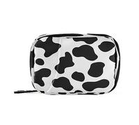 Pastillero semanal portátil con cremallera para 7 días, contenedor para medicamentos y suplementos, organizador de vitaminas, pastillero de viaje, vaca, blanco y negro