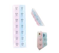 Pastillero semanal rectangular con 14 compartimentos. Días divididos en 2 compartimentos mañana/tarde. Italiano. Pastillero diario, organizador. (21,5 x 6,5 x 2 cm)