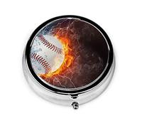 Pastillero Softball Fire And Ice1 Pastillero para monedero Lindo pequeño organizador de pastillas redondo de viaje