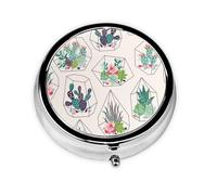 Pastillero, Suculentas Cactus Planta Tropical Pastillero Redondo Organizador de Medicina Pastillero de Viaje Organizador de Pastillas de Viaje