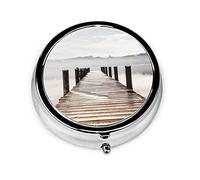 Pastillero Sunset Wharf Pastillero para monedero Lindo pequeño viaje Organizador de pastillas de forma redonda
