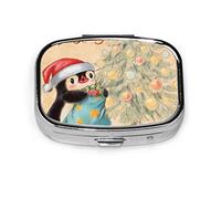 Pastillero tarjeta de felicitación pingüino árbol de Navidad regalos pastillero para bolsillo o monedero lindo pequeño pastillero contenedor viaje pastillero organizador