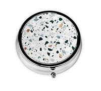 Pastillero terrazo mármol Pastel personalizado viaje pastillero redondo pastillero decorativo Metal medicina vitamina caja organizadora