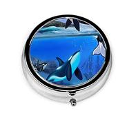 Pastillero The Orca Family Pastillero para monedero Lindo pequeño organizador de pastillas de forma redonda de viaje