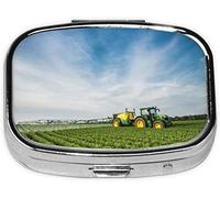 Pastillero, Tractor & Green Farmland impreso, pastillero cuadrado para bolsillo o monedero, pastillero pequeño, organizador de pastillas de viaje