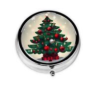 Pastillero Treeround de regalo de Navidad, organizador redondo de 3 compartimentos y pastillero de viaje portátil para viajes.