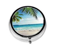 Pastillero Tropical palmera Hawaii playa personalizado viaje pastillero redondo pastillero decorativo Metal medicina vitamina caja organizadora