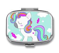 Pastillero Unicornio Y Nubes Pastillero Portátil De 2 Compartimentos Organizador De Pastillas De Viaje