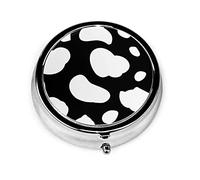 Pastillero Vaca Negro Blanco Pastillero Para Monedero Lindo Organizador De Pastillas Redondo De Viaje Pequeño