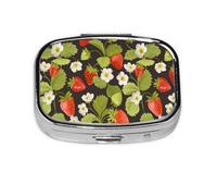 Pastillero vintage de verano con hojas verdes, 2 compartimentos, organizador portátil