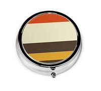 Pastillero Vintage naranja gris amarillo crema a rayas pastillero para monedero lindo pequeño organizador de pastillas redondo de viaje