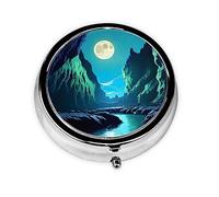 Pastillero Water Moon Caveround de 3 compartimentos, organizador redondo y pastillero de viaje portátil para viajes.