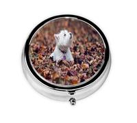 Pastillero, Westie Bokeh West Highland White Terrier Dogs Pastillero redondo Organizador de medicinas Pastillero de viaje Organizador de pastillas de viaje