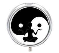 Pastillero Yoga Tai Chi 3 Rejillas Con Espejo Caja De Almacenamiento De Distribuidor De Metal Redonda Portátil A De Humedad Regalo Único