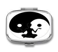 Pastillero Yoga Tai Chi Caja De Almacenamiento A De Humedad Cuadrada Portátil Del Dispensador Del Metal De 2 Compartimentos Con El Regalo Único Del Espejo