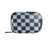 Pastilleros cuadrados de tablero de ajedrez con purpurina falsa, color blanco, azul marino, para medicina, con compartimentos desmontables, organizador de píldoras portátil grande para bolso