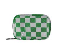 Pastilleros cuadrados de tablero de ajedrez con purpurina falsa para viajes, reutilizables, con compartimentos desmontables, organizador de píldoras portátil grande para bolso