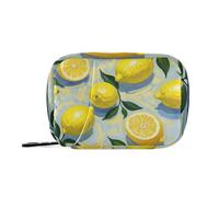 Pastilleros de pintura al óleo con limón amarillo para viajes con compartimentos desmontables, organizador portátil de pastillas pequeño para bolso