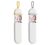 Pastilleros diarios, 2 unidades, sellado de silicona ABS, impermeable, 3 rejillas, pastillero de viaje, pastillero de bolsillo portátil, para tabletas, píldoras, cápsulas, aceite de pescado (14 x 3,6