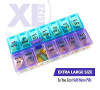 Pastilleros semanales Medca con alarma, dos veces al día, 1 pastillero extragrande 38498 nuevo