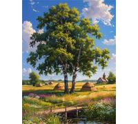 Pastizales Árboles Río Diamond Painting para Adultos Principiantes 90x110cm,DIY Square 5D Cristal Kits de Pintura De Diamantes,diamond painting kit adultos Rhinestone Punto de Cruz Manualidades