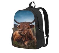 Pasto de vaca de las tierras altas,Mochila con bolsillos, mochila informal para el día a día, resistente al agua, ideal para la escuela, viajes