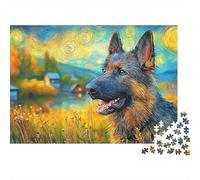 Pastor alemán 1000 Piezas Rompecabezas Clásico DecoracióN Familiar GSD Mirando hacia atrás Jigsaw Desafíos Difíciles para Regalo 52x38cm/1000pcs