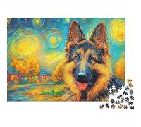 Pastor alemán 1000 Piezas Rompecabezas Imposible DecoracióN Familiar Perfil Lateral GSD Jigsaw Juegos Educativos para Adultos 70x50cm/1000pcs
