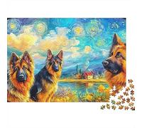 Pastor alemán 1000 Piezas Rompecabezas Imposible DecoracióN Familiar Three Pastor alemáns Wonderful Sky Jigsaw Juegos Educativos para Familiares Y Amigos 52x38cm/1000pcs