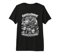 Pastor alemán Bebiendo café en una Moto Retro DIGOR Camiseta Premium