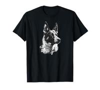 Pastor Alemán Cara Lindo Perro Amante Hombres Mujeres Negro Blanco Camiseta