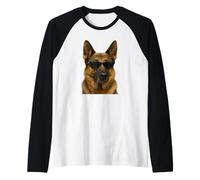 Pastor alemán con Gafas de Sol Cool Dog Graphic Pet Lovers Camiseta Manga Raglan