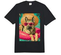 Pastor alemán con Gafas de Sol Lindo Perro Tropical Fiesta en la Piscina Comfort Colors Adult Heavyweight T-Shirt