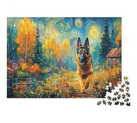 Pastor alemán Corre el Camino del Cielo Estrellado Puzzle 1000 Piezas - Adultos, Regalo, Juego Familiar, Mascotas Rompecabezas, Decoración del Hogar 38x26cm/1000pcs