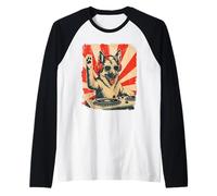 Pastor Alemán DJ House Music Retro Perros Amante Camiseta Manga Raglan