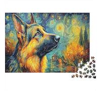 Pastor alemán en el huerto bajo el Cielo Estrellado Puzzle Pet Rompecabezas 1000 Piezas - Desafiante, Adultos, Juego Familiar, Decoración del Hogar 52x38cm/1000pcs