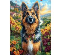 Pastor Alemán en una Pradera Florida Rompecabezas 300 Piezas Cartón Grueso para Coleccionistas Mascota de Vida Silvestre Eventos Team Building Ocio En Casa Regalo Fin De Año Mejor Valorado 300 PCS