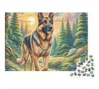 Pastor Alemán Escena Forestal Puzzle de 1000 Piezas Puzzle para Adultos Papel Relajación Decoración Regalo 52x38cm/1000pcs