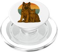 Pastor Alemán Gato Retro Puesta del Sol Mascota Mejores PopSockets PopGrip para MagSafe