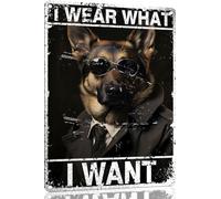 Pastor Alemán Llevo Lo Que Quiero Letreros Metal Estaño Póster Cartel Metal Decor Letrero Metálico para Jardín Garaje Pub 20X30 Cm