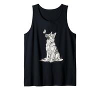Pastor Alemán Mariposa Bosquejo Realista GSD Art Camiseta sin Mangas