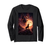 Pastor alemán místico Vintage Howling to The Moon Manga Larga