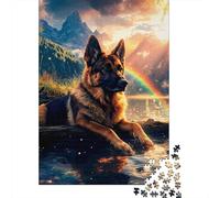 Pastor Alemán Montaña Arcoíris Puzzle de 1000 Piezas Puzzle para Adultos Cartón Relajación Atención Hogar Regalo 70x50cm/1000pcs