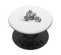 Pastor Alemán Montando Una Motocicleta Doddle Sketch Biker PopSockets PopGrip Adhesivo